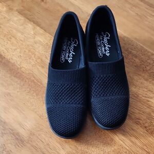 Skechers Black Knit Slip-On Flats